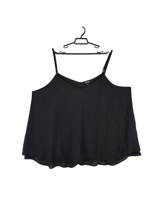 torrid Tops - Womens Torrid Black Double-Layer Chiffon Cami Tank Top Adjustable Straps Size 4